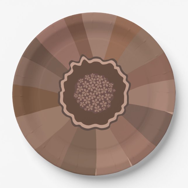 Mocha Mousse Daisy Floral Paper Plate (Front)