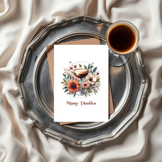 Mocha Mousse Espresso Martini Bridal Shower Photo Thank You Card (Mocha Mousse Espresso Martini Bridal Shower Photo Thank You Card)