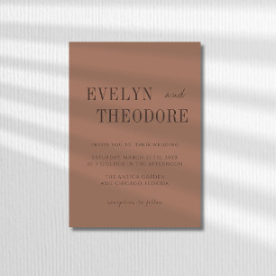 Mocha Mousse & Espresso Minimalist Simple Wedding Invitation