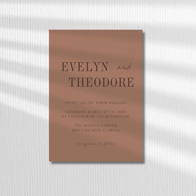Mocha Mousse & Espresso Minimalist Simple Wedding Invitation (Creator Uploaded)