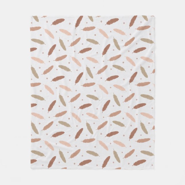 Mocha Mousse Feathers Fleece Blanket (Front)