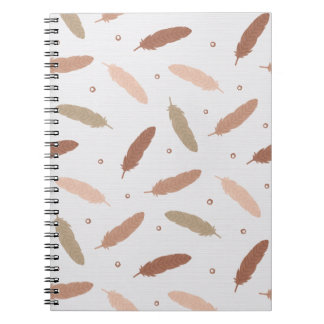 Mocha Mousse Feathers Spiral Notebook