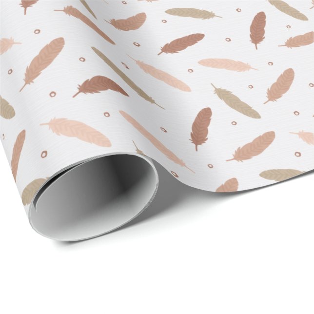 Mocha Mousse Feathers  Wrapping Paper (Roll Corner)