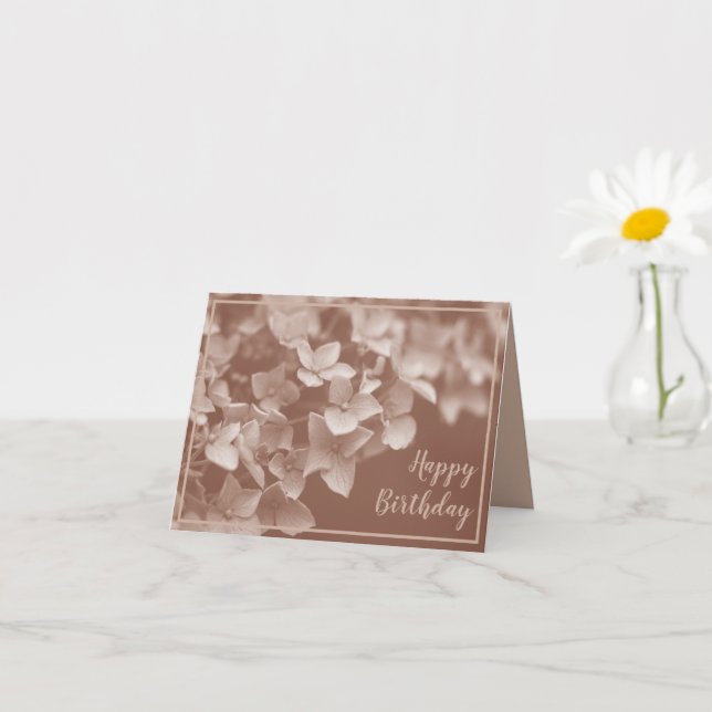 Mocha Mousse Floral Birthday Card (Small Plant)