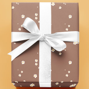 Mocha Mousse Floral Flowers Wrapping Paper