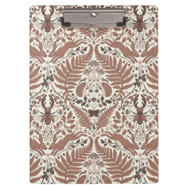 Mocha mousse forest/Woodland animals and plants Clipboard (Front)