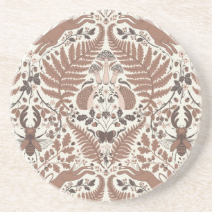 Mocha mousse forest/Woodland animals and plants Coaster