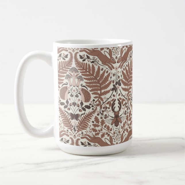 Mocha mousse forest/Woodland animals and plants Coffee Mug (Left)