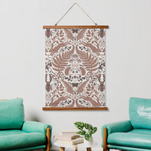 Mocha mousse forest/Woodland animals and plants Hanging Tapestry