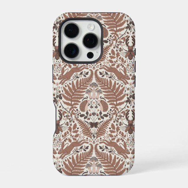 Mocha mousse forest/Woodland animals and plants iPhone Case (Back)