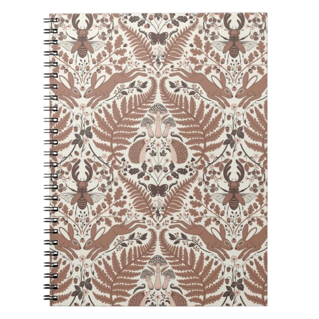 Mocha mousse forest/Woodland animals and plants Notebook (Front)