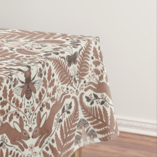 Mocha mousse forest/Woodland animals and plants Tablecloth