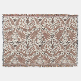 Mocha mousse forest/Woodland animals and plants Throw Blanket