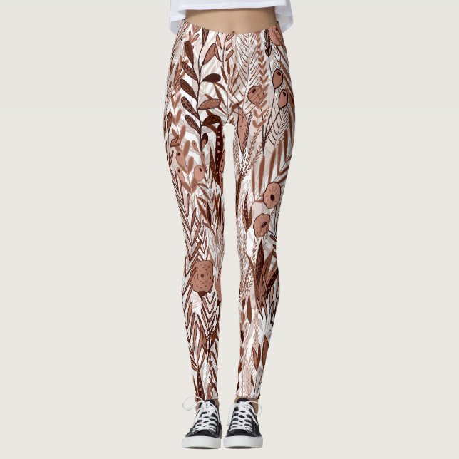 Mocha Mousse Garden Leggings (Front)
