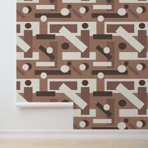 Mocha Mousse Geometric Mid Century Modern Art Wallpaper