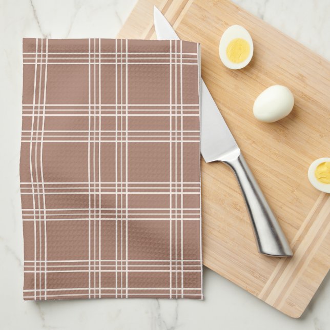 Mocha Mousse Gingham Tea Towel (Quarter Fold)