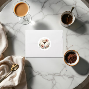 Mocha Mousse "Love is Brewing" Bridal Shower Classic Round Sticker