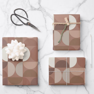Mocha Mousse Mid Century Modern Wrapping Paper Sheet