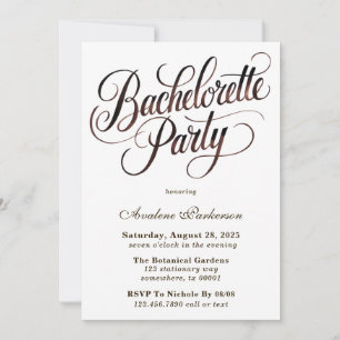 Mocha Mousse Paint Calligraphy Bachelorette Party Invitation