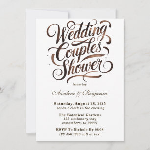 Mocha Mousse Paint Writing Wedding Couples Shower Invitation