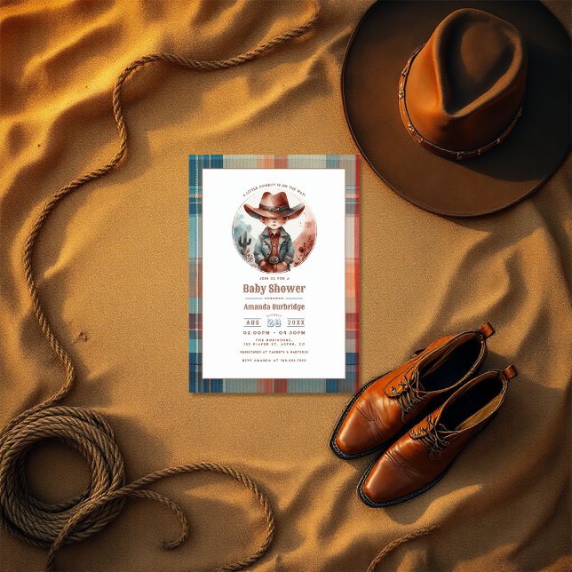 Mocha Mousse Rustic Western Cowboy Baby Shower Invitation (Mocha Mousse Rustic Western Cowboy Baby Shower Invitation)