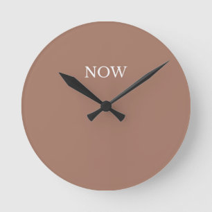 Mocha Mousse Solid Colour Fun Chocolate Brown Round Clock