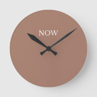 Mocha Mousse Solid Colour Fun Chocolate Brown Round Clock