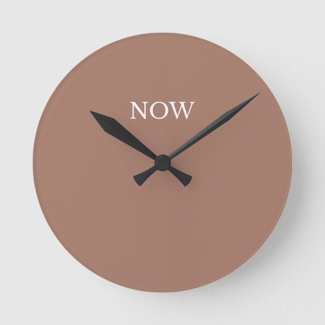 Mocha Mousse Solid Colour Fun Chocolate Brown Round Clock (Front)