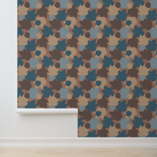 Mocha Mousse Teal Oak Leaves Acorns Wallpaper