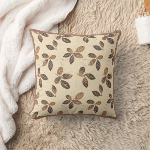 Mocha mousse trending colour leaf design cushion