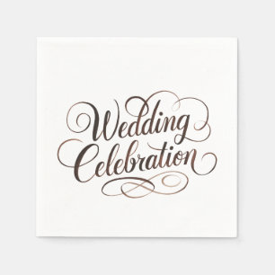 Mocha Mousse Watercolor Wedding Typography Napkin