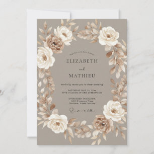 Mocha Muted Bohemian Wedding Invitation