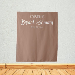 Mocha Personalised Bridal Shower Photo Backdrop Tapestry