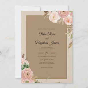Mocha Pink Painted Wedding Invitation