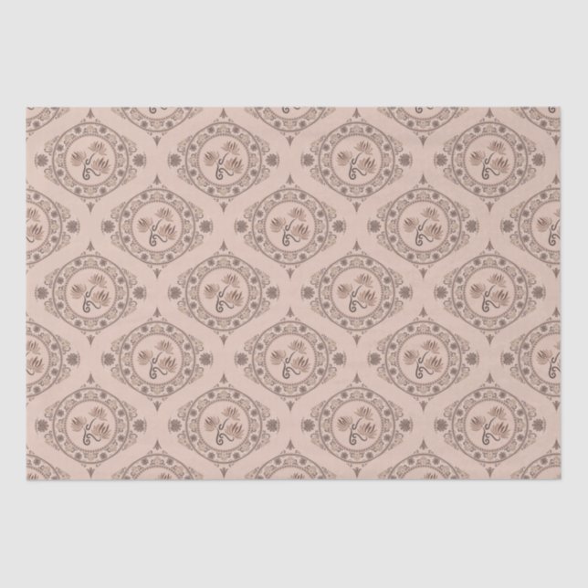 Mocha Rococo Revival Lotus Mandala Mid Mod Ogee Tissue Paper (Front)