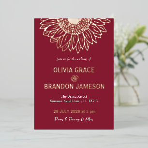 Mocha Rose Gold Sunflower Modern Floral Wedding 