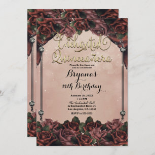 Mocha Rust Brown Roses Elegant Quinceañera 15th  Invitation