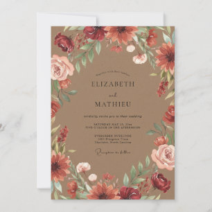 Mocha Rustic Autumnal Wedding Invitation