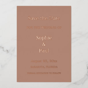 Mocha Save the Date Foil Invitation
