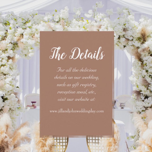 Mocha Simple Style Wedding Details Enclosure Card (In Situ Wedding)