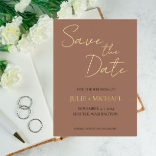 Mocha Simple Style Wedding Save the Date