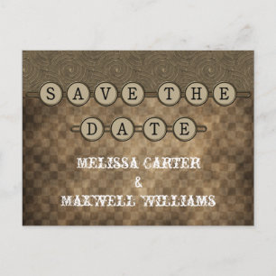 Mocha Steampunk Keys Save the Date Postcard