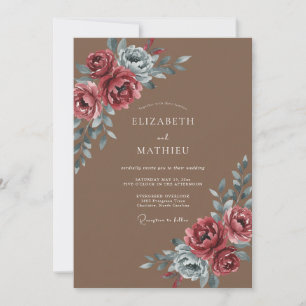 Mocha Steel Petal Wedding Invitation