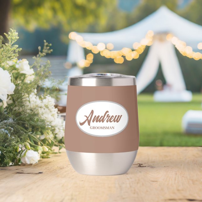 Mocha Stylised Name Wedding Groomsman (Wedding (Rotated))