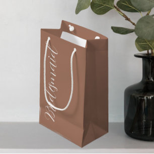 Mocha Stylised Script Wedding Bridesmaid Small Gift Bag