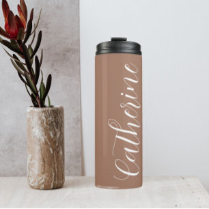 Mocha Stylised Wedding Bridesmaid Name Thermal Tumbler