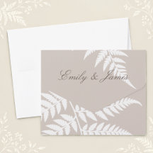 Mocha Taupe White Fern Elegant Wedding