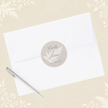 Mocha Taupe White Fern Minimalist Botanical