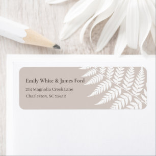 Mocha Taupe White Fern Return Address Label