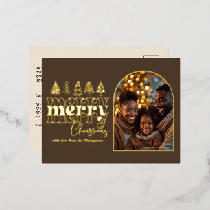 Mocha Truffle & Oat Milk Christmas Photo Foil Holiday Postcard
